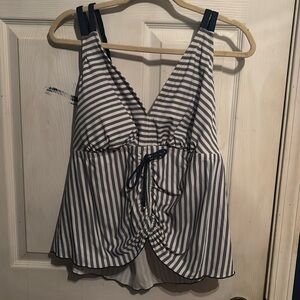 Plus size striped bathing suit tankini top